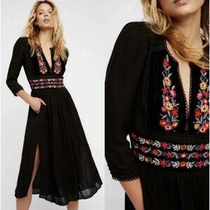 Embroidered Black Dress